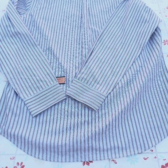 NWT Apt.9 L Slim Fit Gray Red Strips Longsleeves Button Up Men's Dress Shirt - Picture 5 of 11